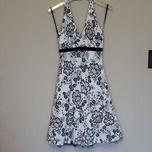 B Darlin Black and White Floral Backless Dress